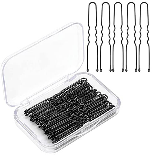 AIEX 50 Stück Haarnadel-Set, U-Form, Haarspangen, Haarspangen mit sicherem Halt, Haarspangen für Frauen, Mädchen und Friseursalon (schwarz)