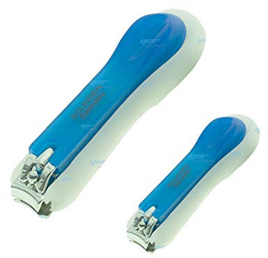 German Best Fingernail Clippers Pink Blue | Perfect New Year Gifts for Men & Women | Extra Sharp Easy Grip Nail Clipper | Professional Deluxe Stainless Steel Nail Clippers (Blue Set)