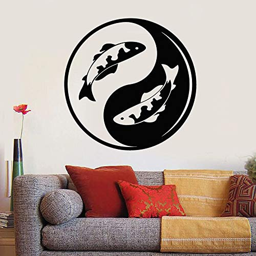 NSRJDSYT Yin Yang Wandtattoo Koi Fisch Zen asiatischen Stil Schlafzimmer Meditation Raum Innendekoration Vinyl Fenster Aufkleber Kunst Wallpaper 42x42cm