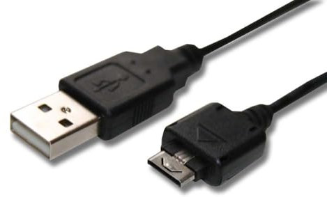 vhbw USB Datenkabel kompatibel mit LG KP130, KS10, KP502, KM380, KP230, KT610, KP235, KS20, KU311, KP100, KS360, KU310 Handy - schwarz 100cm
