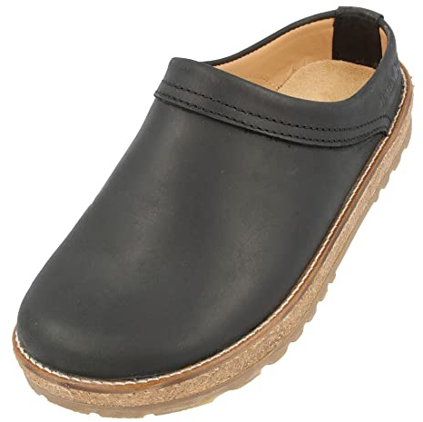 HAFLINGER Travel-Classic Eleganter Clog aus Leder mit Eva-Sohle (Schwarz 701), Gr. 36