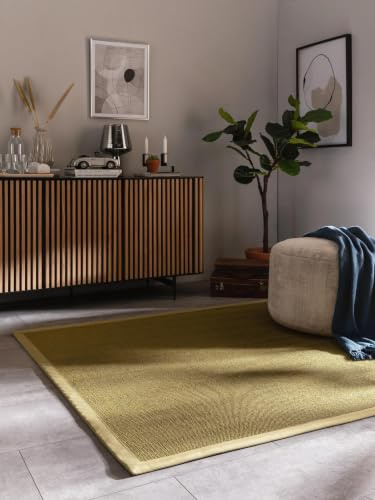benuta Nest Sisal Naturfaser Teppich Sana - Grün 150x150 cm - Robuster Teppich für Esszimmer & Wohnzimmer - 100% Sisal Naturfaser - Zeitloses Design