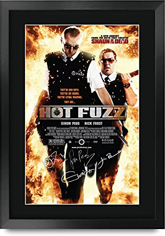 HWC Trading Hot Fuzz Simon Pegg Geschenke Geducktes Signiertes Autogramm Foto für Fans von Film Memorabilien - A3 Gerahmt