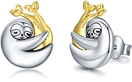 Eusense Faultier Ohrringe, 925 Sterling Silber Faultier Ohrstecker Geschenk für Damen Mädchen kinder