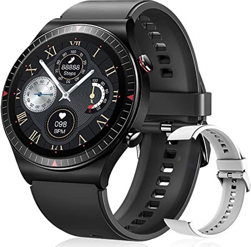 Cattle Herder Smart Watch, Bluetooth Call Fitness Watch with Heart Rate Sleep Monitor, Waterproof Pedometer Activity Tracker, Music Fitness Tracker for Men Women Tees Gift Black/Grey