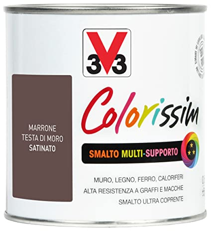 V33 Smalto Multisupporto Colorissim Marrone Testa di Moro 0,5L
