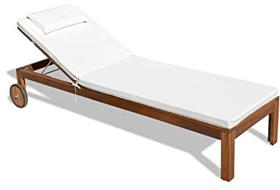 PARAMAISON Cuscino Imbottito Lettino Prendisole Cook, Sfoderabile, Antigraffio, con Laccetti, Interni od Esterni, Imbottitura 5 cm, Universale Copri Lettino Giardino 60x190 cm