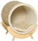 PawHut Katzenhöhle Katzenbett mit Regal Katzenhaus Katzenhütte mit Kratzunterlage Indoor Kiefernholz Flanell Khaki+Natur+Beige 41 x 38 x 43 cm
