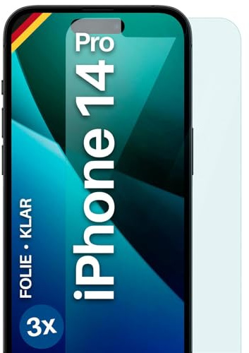 moex für iPhone 14 Pro Schutzfolie Displayschutz Folie Ultra-klar HD 0,2 mm kompatibel mit jeder Hülle, Anbringen ohne Blasen, Handyfolie Extra Kratzfest, FlexProtect 3 Stück