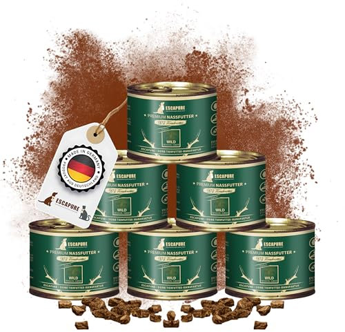 Escapure Katzen Nassfutter Dose | Wild & Huhn Dosen 6 x 200g | Wild & Huhn Dosen in Premium Qualität | mit Eierschalen und Taurin