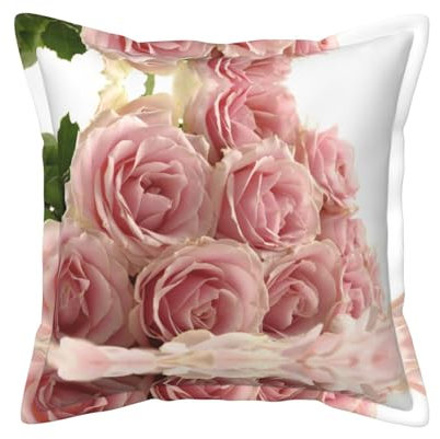 KIROJA Luxuriöses Kissen mit Rosen-Motiv, mit Kisseneinsatz, Sofakissen, für drinnen und draußen, Sofa, Bett, Deko-Kissen