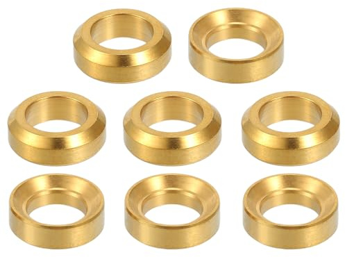 Partuto 8 Pcs M6x5.5 Universal Bicycle Bolt Brake Screw Washer - Gold Tone