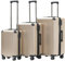 Münicase M816 TSA-Schloss, Dehnungsfuge, Teleskopgriff, Reisekoffer mit 4 Rollen, Hartschale, Große 76cm-Mitte 65cm-Kabinentrolley 55cm, 3er Kofferset, Champager