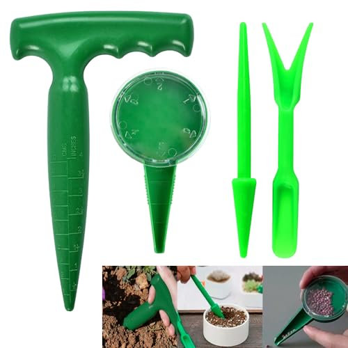 4 Pezzi Seminatrice Da Giardino,Strumenti Per Semina,Strumento Manuale Per Seminare,Dispensatore Di Semi,Include Seminatrice, Seminatrice e Avviatore Di Semi, Per Piante Grasse, Verdure e Fiori