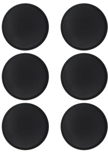 Argon Tableware Black Round Trays - 35cm - Pack of 6 - Reusable Rubberized Surface Non Slip Serving Tray for Serving Food, Drinks at Parties, Bars, Restaurants and Home