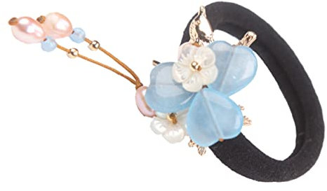 FRCOLOR 2pcs Lady Ponytail Holder Antique Hair Tie Chalcedony Petals Elegant Hair Accessory for Parties and Events High Elastic Band Floral Design for Women and Girls
