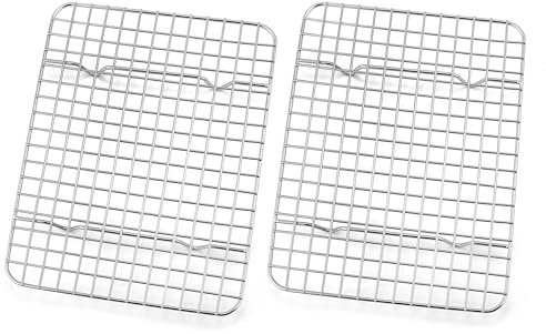 HaWare Abkühlgitter 2er Set, Mini Edelstahl Kuchengitter Auskühlgitter, Rechteckig Backgitter für Backen/Kühlen/Braten/Grillen, 22,2x16x2cm, Spülmaschinenfest