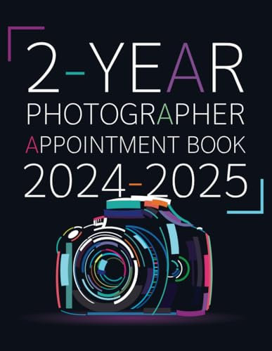 2-Year Photographer Appointment Book 2024-2025: Photography Daily & Weekly Work Planner, Photographer Log Book, Dated Photo Shoot Schedule Book, ... from 8 a.m. to 10 p.m. with 30 minutes slots