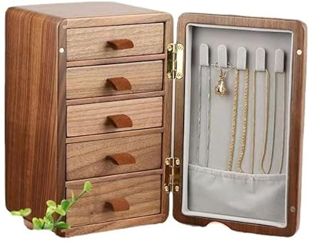 AAHIFIT Schmuck-Aufbewahrungsboxen, Massivholz-Schmuckschränke, Ständer, Halsketten, Ohrringe, Armbänder, Ringhalter und Zubehör-Aufbewahrungsboxen