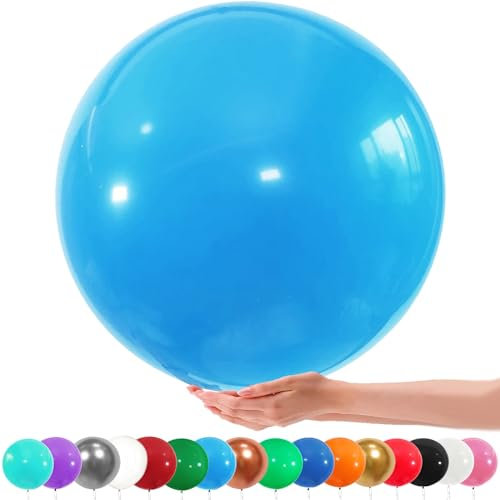 36 Zoll Riesen Luftballons, 6 Stück Groß Luftballon, 90CM Latex Grosse Luftballons Dekoration für Hochzeit Geburtstag Taufe Babyparty Kindergeburtstag Karnevals Deko (hellblauer)