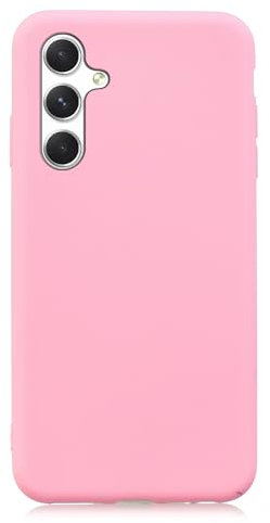 CUZZCASE Custodia Compatibile con Samsung Galaxy A35 5G+(Film di Vetro temperato)Silicone TPU Cover Morbida Protettiva Custodia Ultra Sottile Leggero Cover-Rosa Scuro