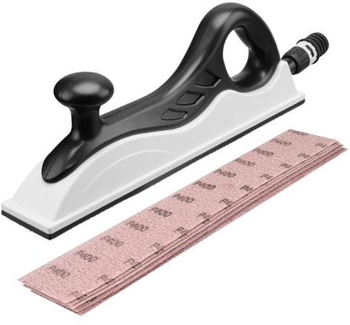 Shineboc Sanding Block Handy with Grip and suction for 70x400mm Sanding Strips, for Hand Sanding Filler Plaster Wood Dust-free Sanding, Comes with 5 PCS of Mesh Sanding Sheets