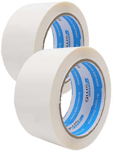 gws Paketklebeband 2 Rollen weiß Geräuscharmes Universalklebeband zum Verpacken von Paketen - Hohe Klebekraft - Profi-Qualität 66 m Länge 50 mm Breite