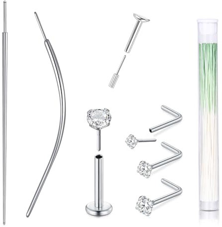 AVYRING 20G Piercing-Stretcher, Edelstahl-Push-In, Gewindeloses Einsetzungsstift-Hilfswerkzeug für Labret, Tragus, Helix, Knorpel-Ohrring, Lippen- und Nasenstecker, Piercingschmuck