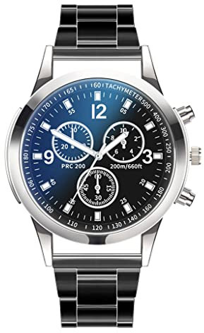 Herren Uhr Ultra Dünne Uhr Steel Watch Wristband Casual Luxusuhren Quarz Edelstahl Herrenuhr Herrenuhr Casual Multifunktion (B, One Size)