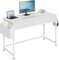 Klihome Schreibtisch mit 2 Schubladen + Stauraum - 120x48x75cm Weißer PC-Tisch inkl. Kopfhörerhalter für Schlafzimmer/Wohnzimmer