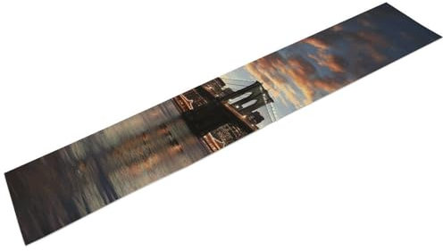 Tischläufer, 35,6 x 152,4 cm, kurzer Plüschläufer für Esstisch, Bauernhaus-Tischdecke, New York Bridge, Tischläufer, Dekoration, Tischdecke für Küche, Urlaub, Party