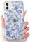 NITITOP Compatible with iPhone 11 Case Cute Clear Flower Floral Pattern Design for Women Girls Slim Soft TPU Shockproof Protective Girly Phone Cover - Blue