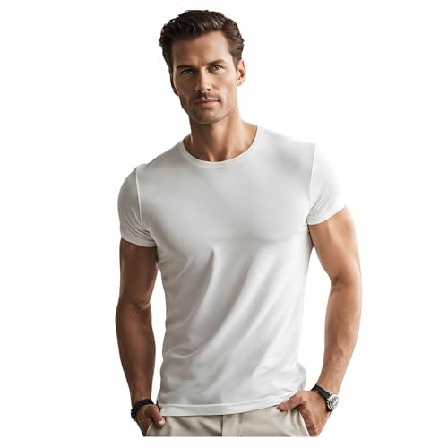 Madiva Set 2 Magliette Intime Franco Girocollo Mezze Maniche in Cotone Filo di Scozia Extra Fine Morbida e Fresca Uomo Made in Italy Bianco 6