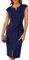 GRACE KARIN Damen Cocktailkleid Flügelärmeln Business Kleid mit Gürtel Marine Blau S
