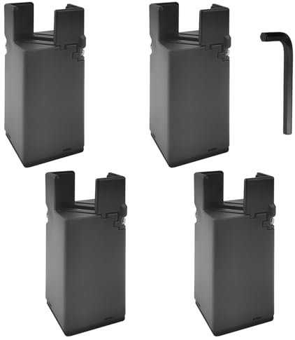 4 Pièces 10 cm Rehausseur Pieds de Lit, Rehausseur de Meuble Réglable Noir avec Pince à Vis, Rehausseur Pied de Table, Rehausseur Pied de Chaise pour Pieds de Chaise Carrés et Ronds de 22 à 42 mm (4)
