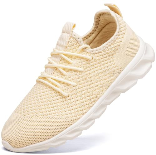 Scarpe sportive da donna, adatte per la corsa, il tennis, il tempo libero, lo sport all’aperto, il fitness, il jogging e per altre attività all’aperto, leggere e traspiranti, D beige., 38 EU