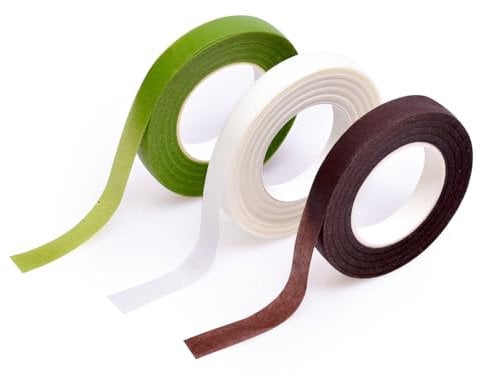 Zwenjuan Florales Klebeband,3 Rollen Floristenband Blumenklebeband Selbstklebendes Floristenband Klebeband Gartenband Stem Tape Kreppband Blumendraht Dekoration für Bouquet Blumen DIY Kunsthandwerk