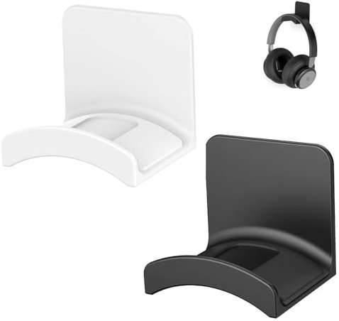 2 Pack Headphone Holder Hook - Stick-On Mount for Gaming Headsets & Controllers, Universal Headset Hanger Under Desk or Wall, 3M Adhesive Pad, Strong & Durable Design
