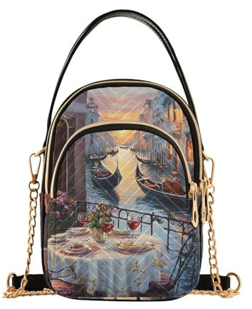 GAIREG Bunte Damen-Umhängetaschen, kleine Handtasche für Damen, Romantisches Abendessen in Venedig