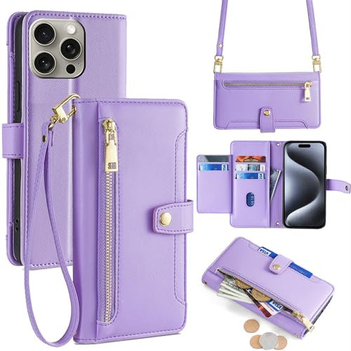 Lucyliy Handyhülle für Blackview A60 Pro, Kompatibel mit Blackview A60 Pro Hülle Case Handyhülle Schutzhülle [6 Kartenfächer + 1 Geldklammer + 1 Brieftasche] yHMGK8-Purple