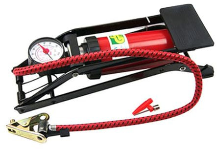 Anneome Fußpumpe Vielseitige Reifenpumpe aus Metall Hochdruck mit Manometer zum Einfachen Aufpumpen Unterwegs und Rutschfestem Pedal für Auto und Fahrrad