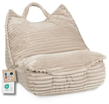 Gutekissen® Sitzsack Kinder mit Griff – Sitzkissen für Kinderzimmer Montessori - Kids Sweet Garfield Flauschiger Tiliastoff (58x78x55 cm, Creme)