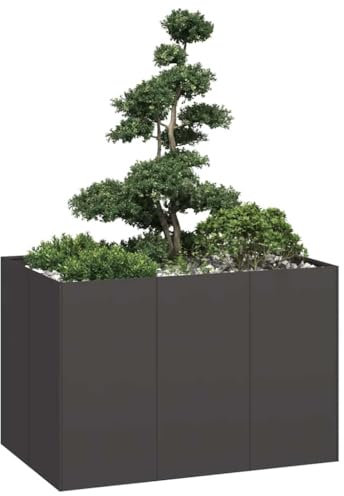 Iiaky Jardinière Noir 120x80x80 cm Acier,Jardiniere sur Pieds,Bac avec Treillis,Jardiniere Terrasse