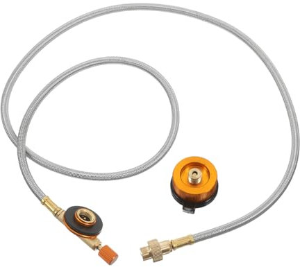 VANZACK Camping Gasadapter Verlängerungsschlauch mit Kontrollventil Universeller Gaskartuschen Adapter für Campingkocher und Grill Langlebig Verbinden