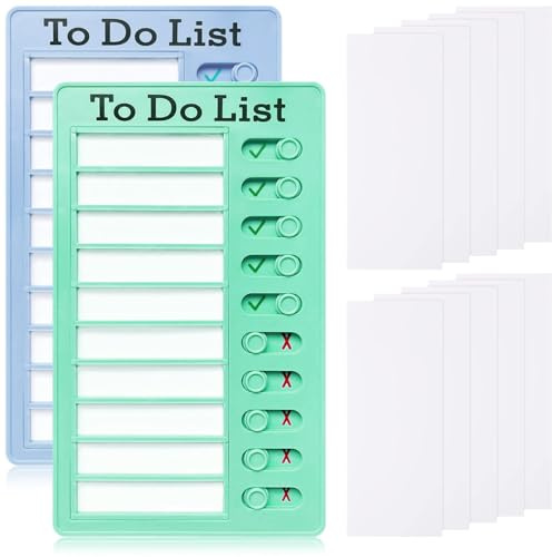 FAYAHAR 2 Stück Routine Planer Kinder, 20 x 12 cm To Do Liste Kinder | mit 10 Blankokarten, Schieberegler System, Abnehmbaren Karten, 2 Farben, Flexibel Checklist Boards, für Lernplan Zuhause