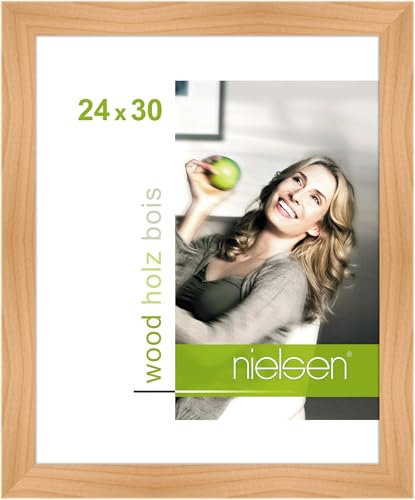 nielsen Bilderrahmen, 24 x 30 cm, Holz, Birke, Rahmen zum Aufhängen im Hoch- & Querformat, Echtglas, Essential