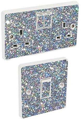 the grafix studio Silver Sequin Light Switch & Double Socket Sticker Vinyl/Skin cover