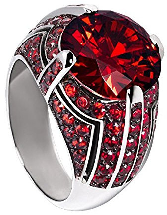 Glamour World Damen-Ring Vulcano Sterling-Silber 925 rhodiniert Zirkonia rot GR4-05-60