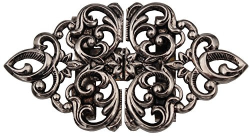 Hartmann-Knöpfe feine silber Trachten Schliesse Schürzen Verschluss Dirndl Schnalle Metall 58mmx32mm Steg 20mm, made in Germany, (1 Stück)
