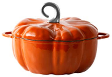 XCXDX Pentola in Ghisa Smaltata A Forma di Zucca Creativa, Pentola A Induzione 24 Cm con Coperchio, 3.7L
